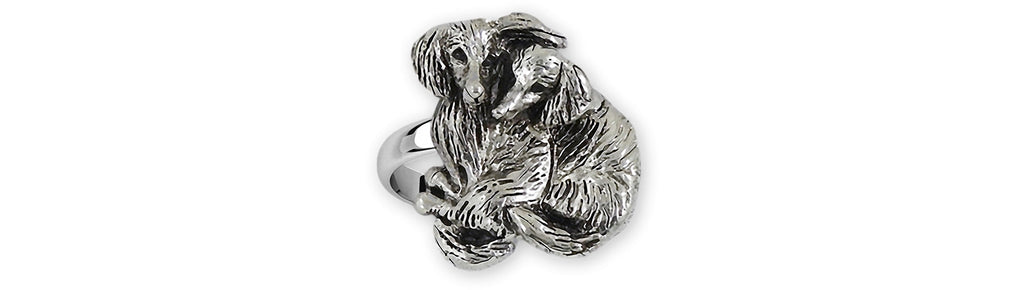 Dachshund Charms Dachshund Ring Sterling Silver Long Hair Dachshund Jewelry Dachshund jewelry