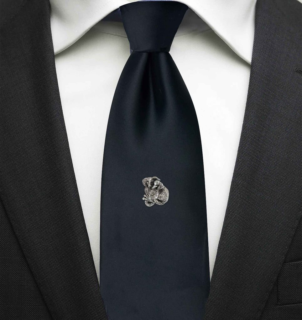 Dachshund Tie Tack Sterling Silver Handmade Long Hair Dachshund Jewelry  LH2-TT