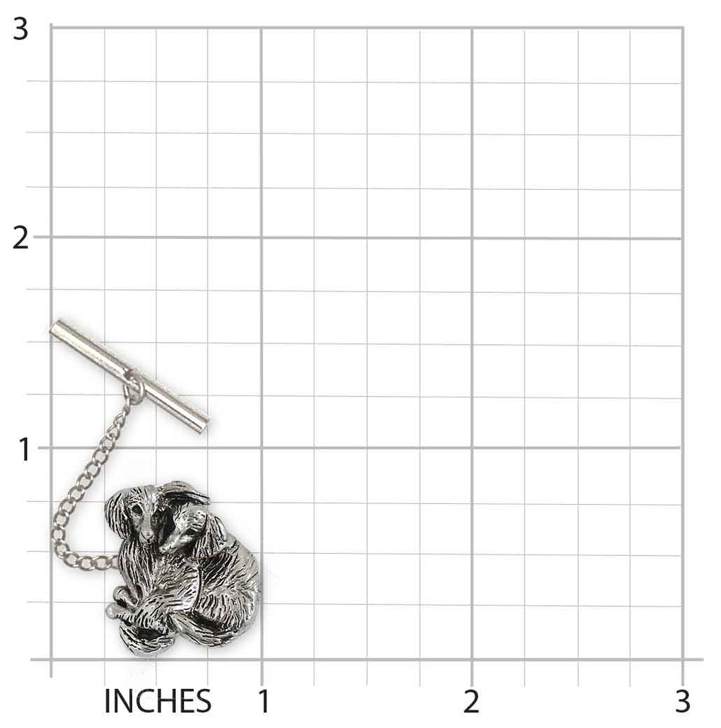 Dachshund Tie Tack Sterling Silver Handmade Long Hair Dachshund Jewelry  LH2-TT
