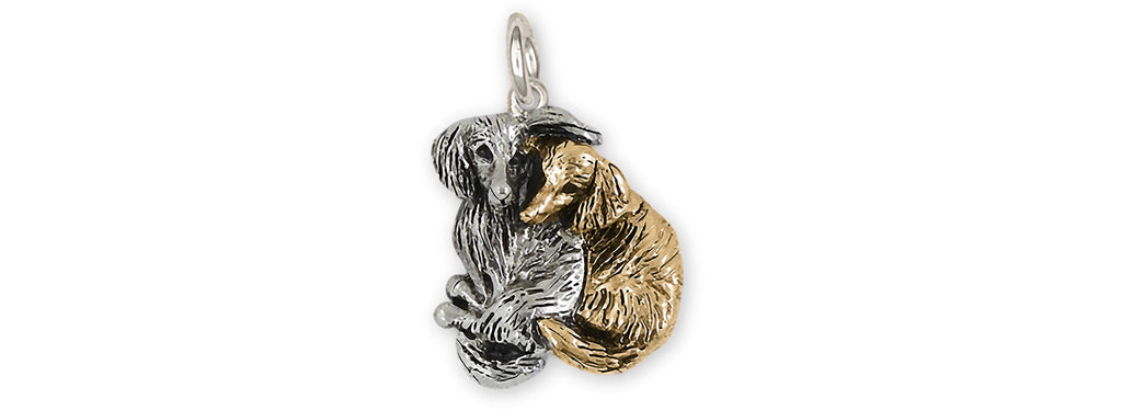 Dachshund Charms Dachshund Charm 14k Gold Vermeil Long Hair Dachshund Jewelry Dachshund jewelry