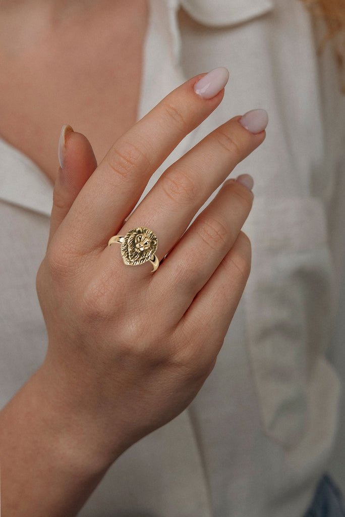 Lion Ring Jewelry 14k Gold Handmade Lion Ring LION5-RG