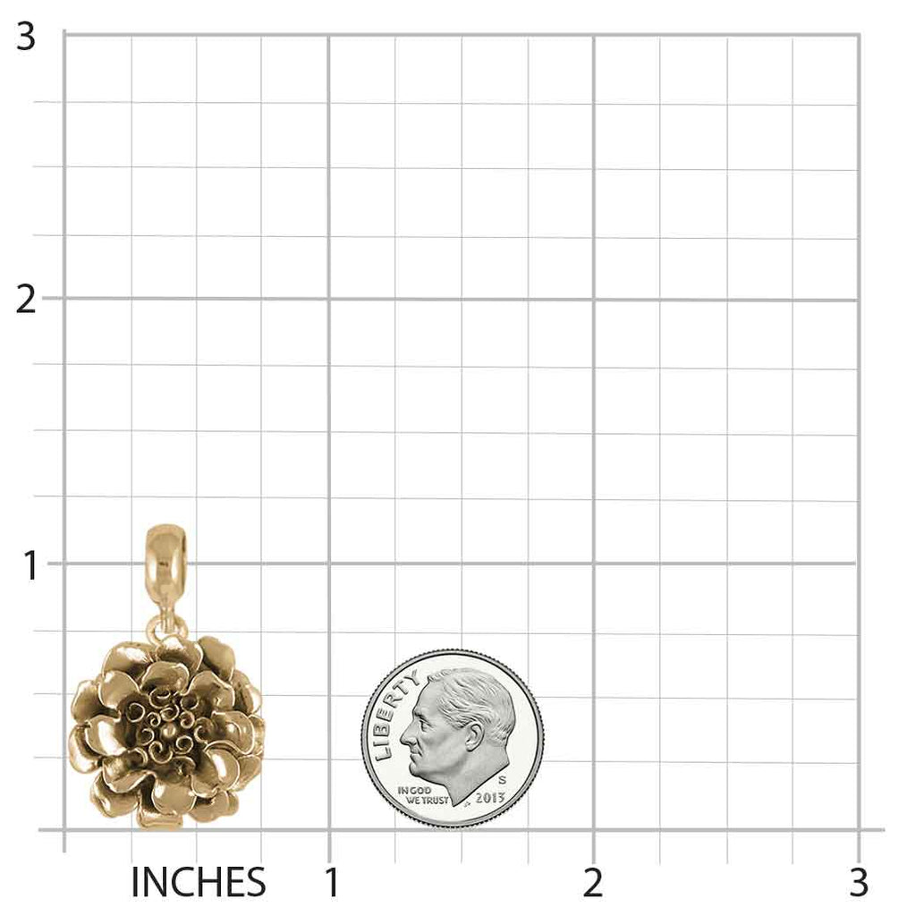 Marigold Slide Charm Jewelry 14k Gold Handmade Flower Pendant MRG2-PNSG