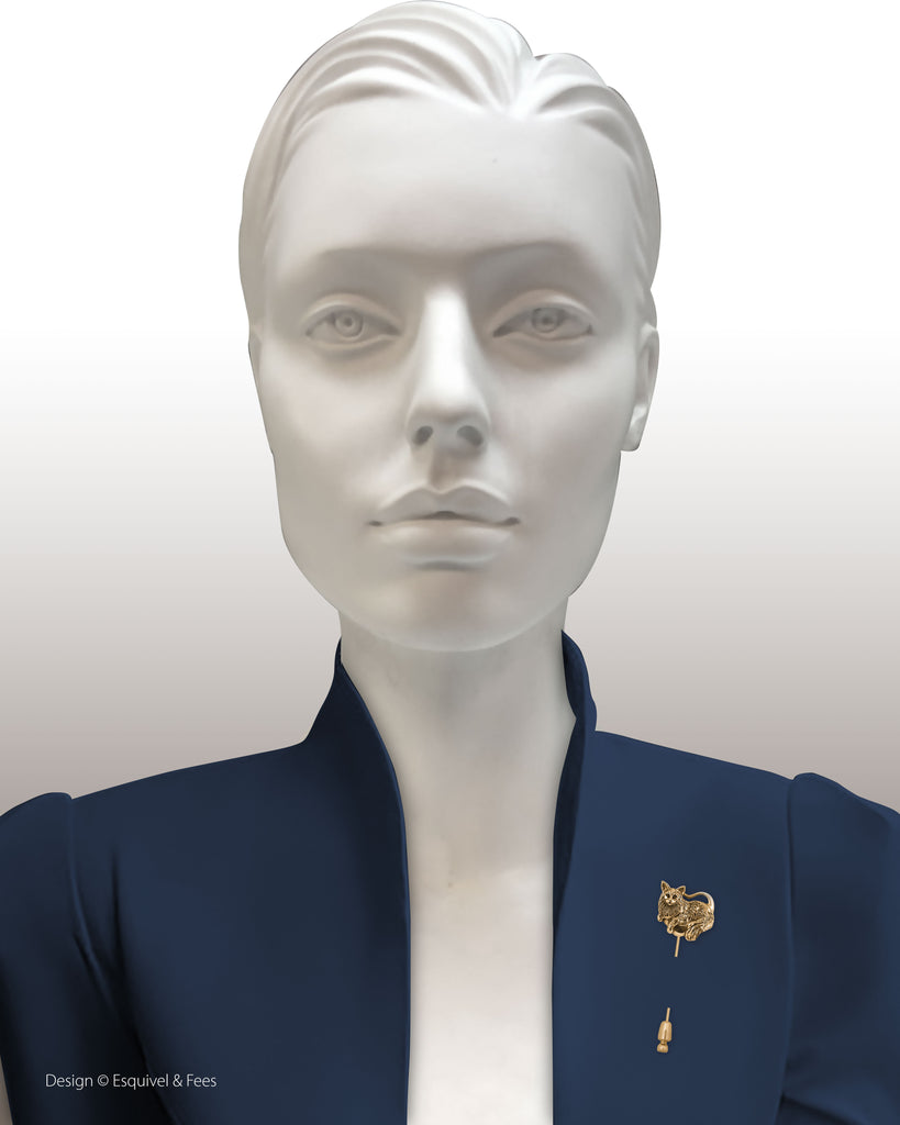 Maine Coon Brooch Pin 14k Gold Vermeil Handmade Maine Coon Jewelry  MC2-STPVM