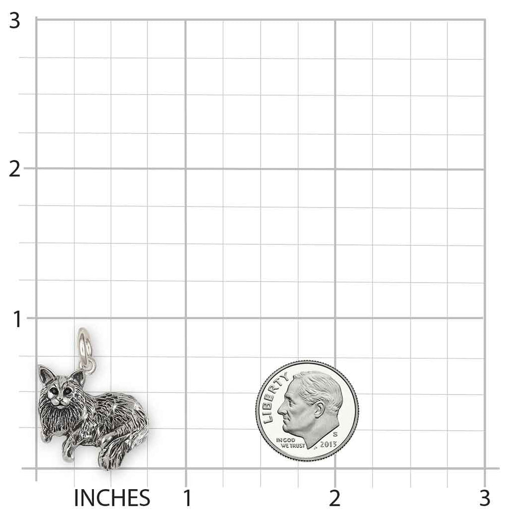 Maine Coon Charm Sterling Silver Handmade Maine Coon Jewelry  MC2B-C