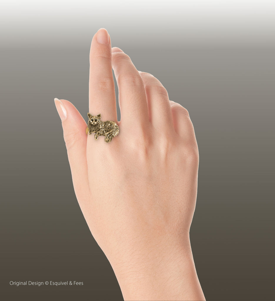 Maine Coon Ring 14k Gold Vermeil Handmade Maine Coon Jewelry  MC2B-RVM