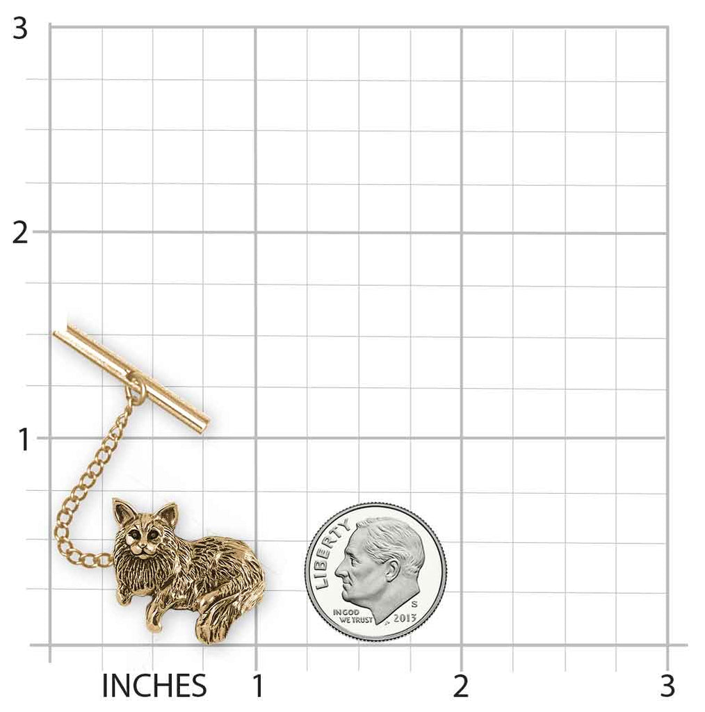 Maine Coon Tie Tack 14k Gold Vermeil Handmade Maine Coon Jewelry  MC2B-TTVM