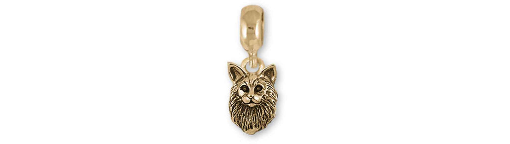 Maine Coon Charms Maine Coon Charm Slide 14k Yellow Gold Maine Coon Jewelry Maine Coon jewelry