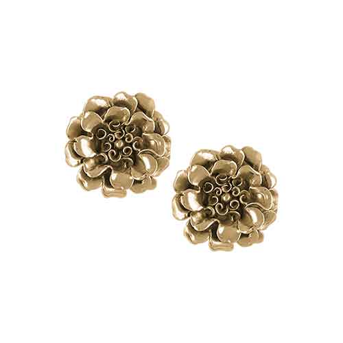 Marigold Earrings 14K Yellow Gold Vermeil Handmade Marigold Flower Jewelry  MRG3-EVM
