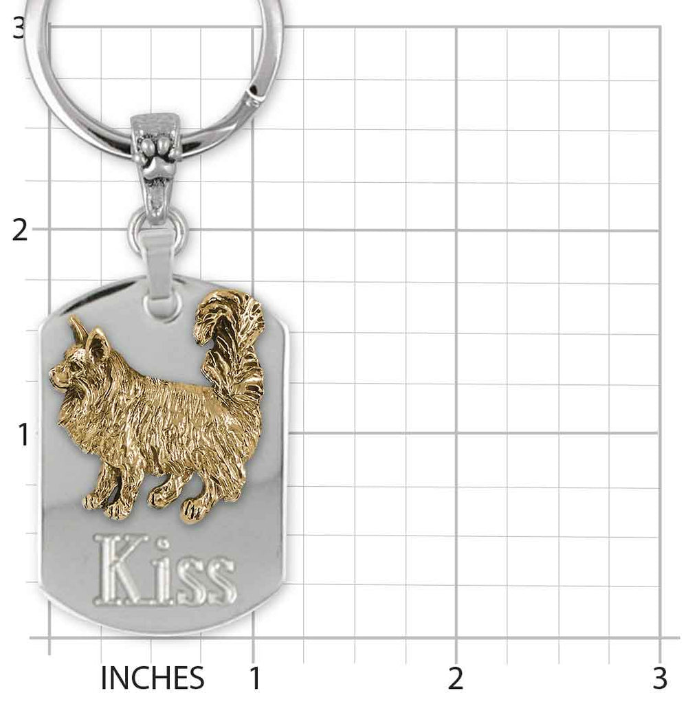 Maine Coon Key Ring Yellow Bronze And Stainless Steel Handmade Maine Coon Cat Jewelry  MN14-KRBZ