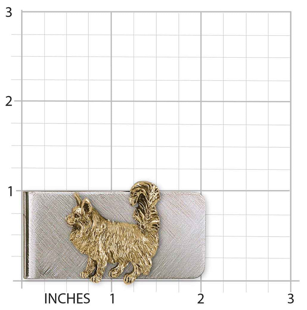 Maine Coon Money Clip Yellow Bronze And Stainless Steel Handmade Maine Coon Cat Jewelry  MN14-MCBZ