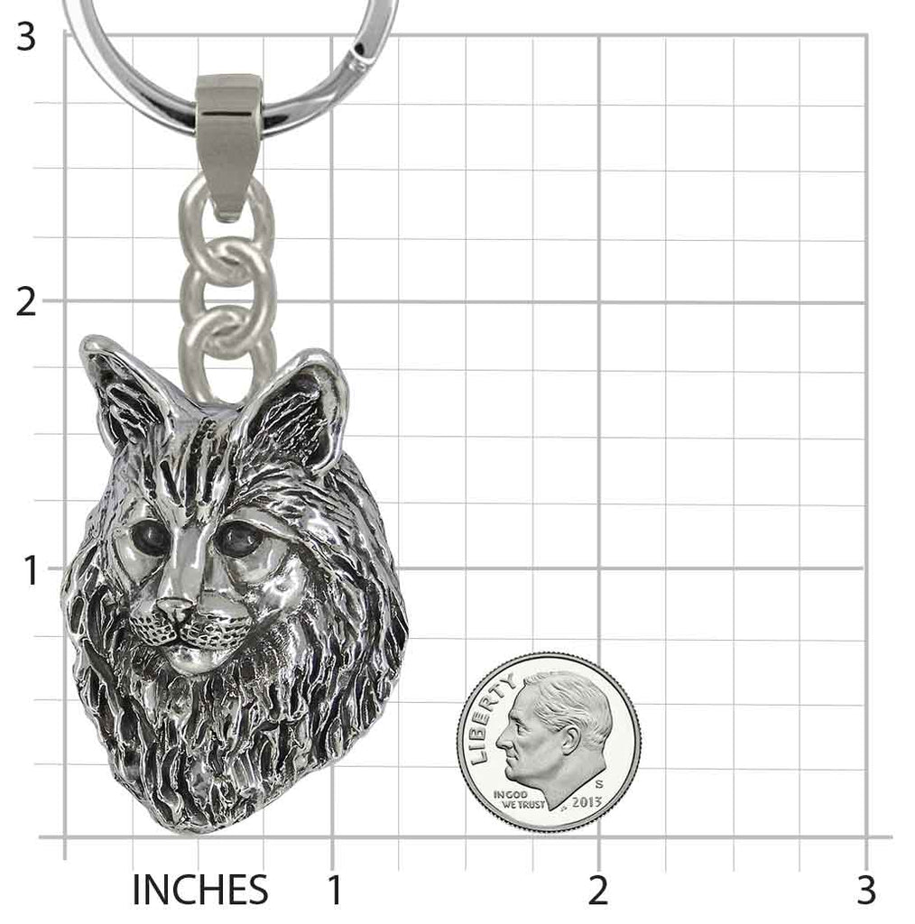 Maine Coon Key Ring Sterling Silver Handmade Maine Coon Jewelry  MN17-KR