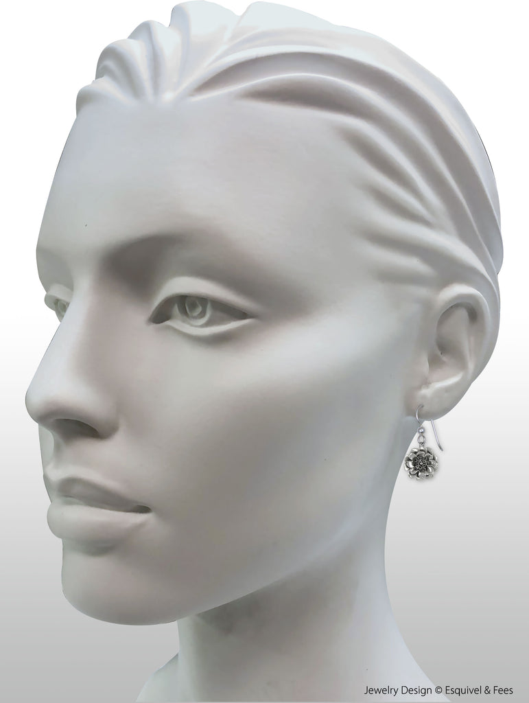Marigold Earrings Sterling Silver Handmade Marigold Flower Jewelry  MRG3-FW