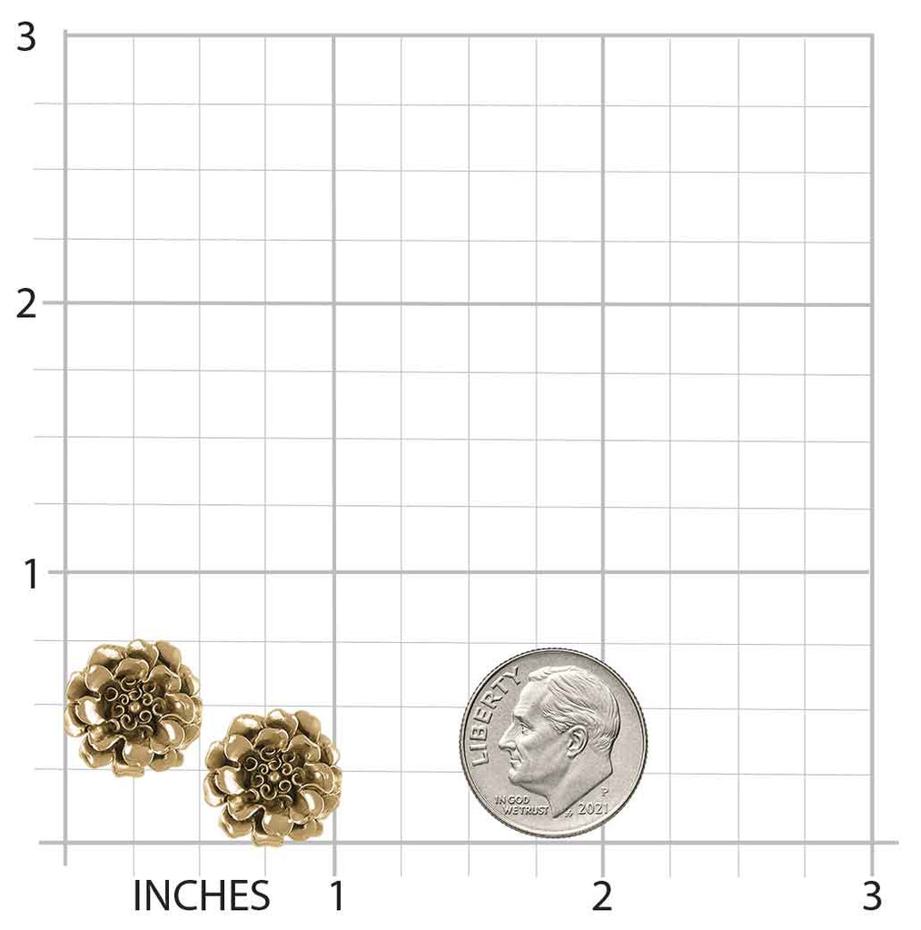 Marigold Earrings 14K Yellow Gold Vermeil Handmade Marigold Flower Jewelry  MRG3-EVM