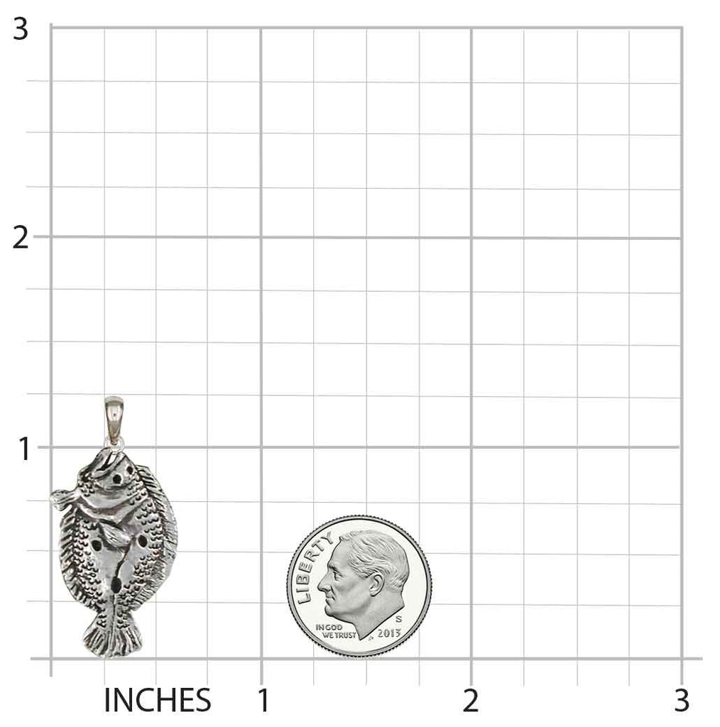 Flounder Pendant Jewelry Sterling Silver Handmade Fish Pendant FE1-P