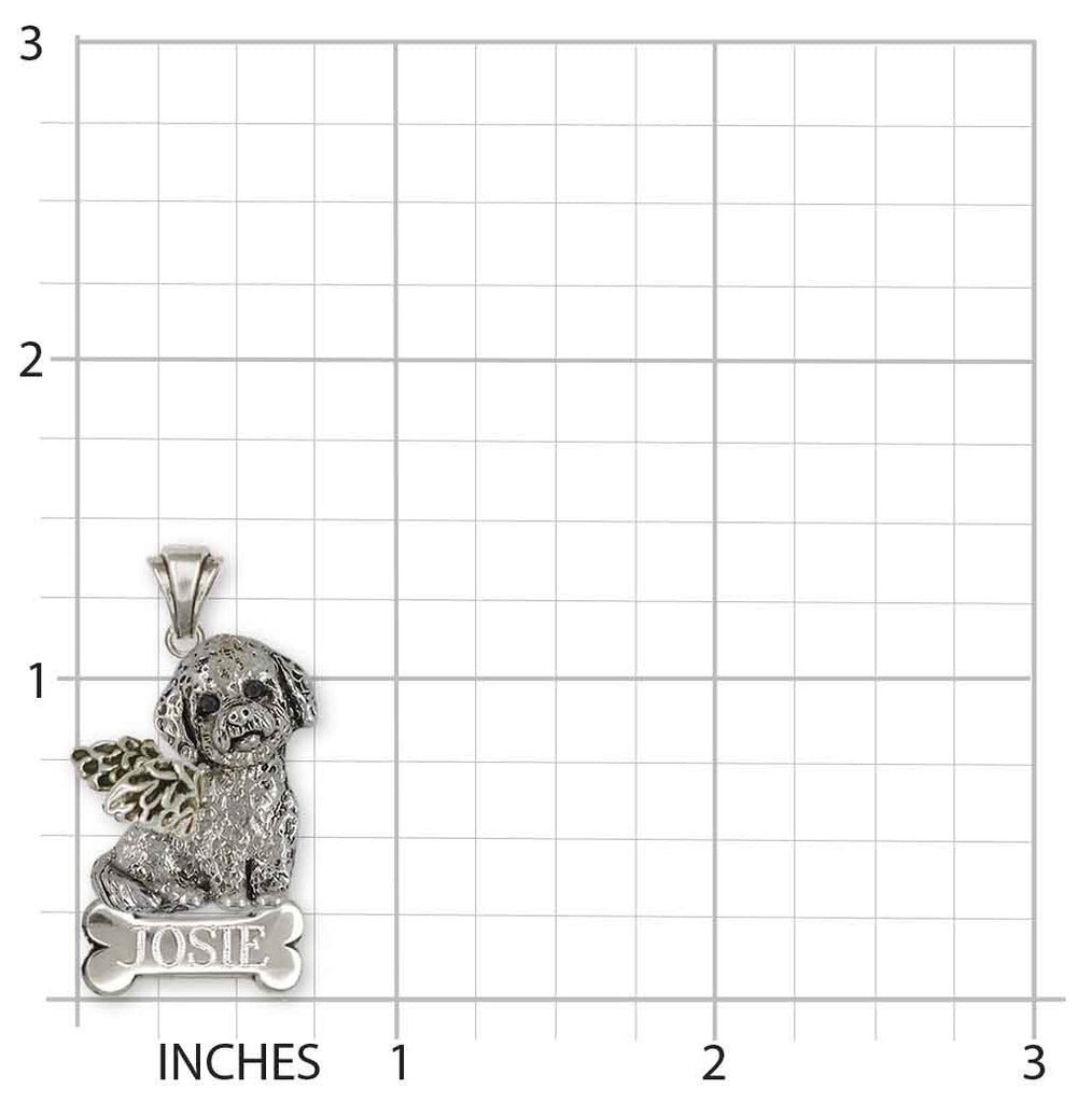 Poochon Angel Pendant Sterling Silver Handmade Bichapoo Jewelry  PC1-ANP