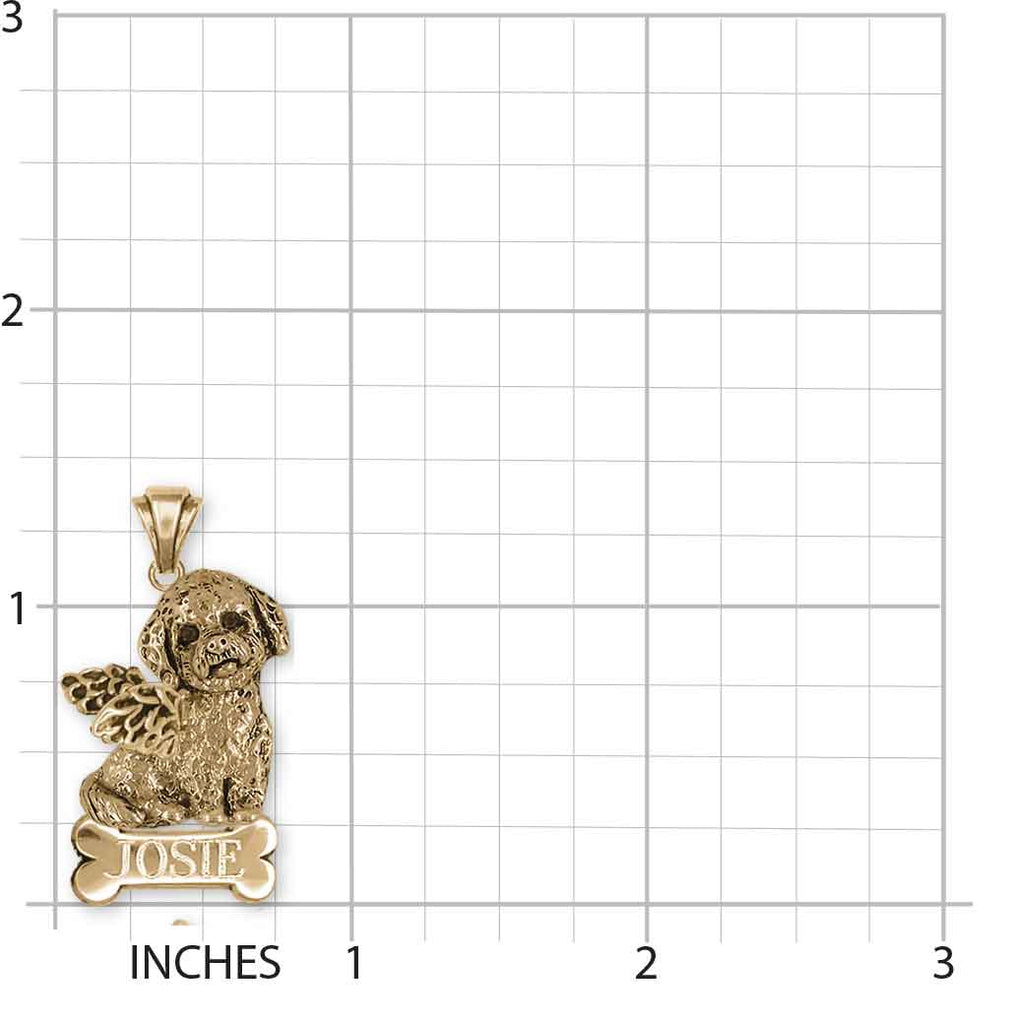 Poochon Angel Pendant 14k Yellow Gold Handmade Bichapoo Jewelry  PC1-ANPG