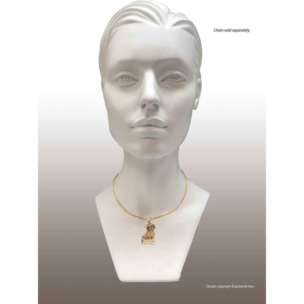 Poochon Pendant 14k Gold Vermeil Handmade Bichapoo Jewelry  PC1-NPVM