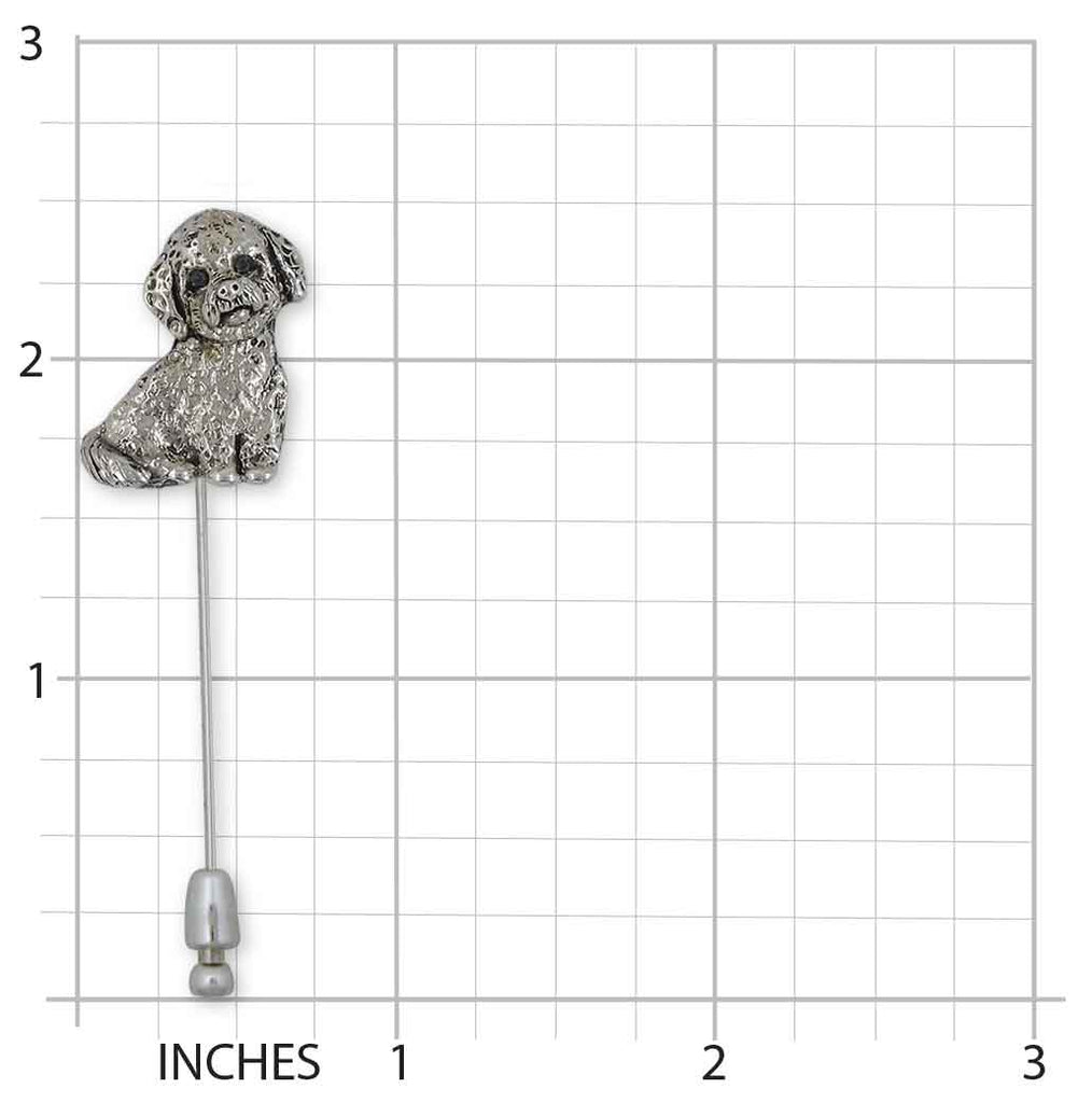 Poochon Brooch Pin Sterling Silver Handmade Bichapoo Jewelry  PC1-STP