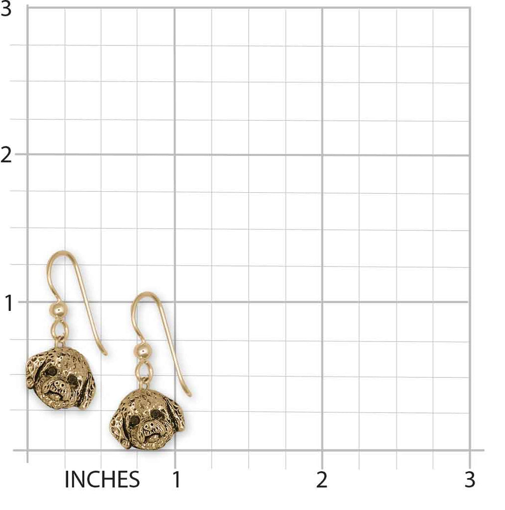 Poochon Earrings 14k Yellow Gold Handmade Bichapoo Jewelry  PC1H-EG