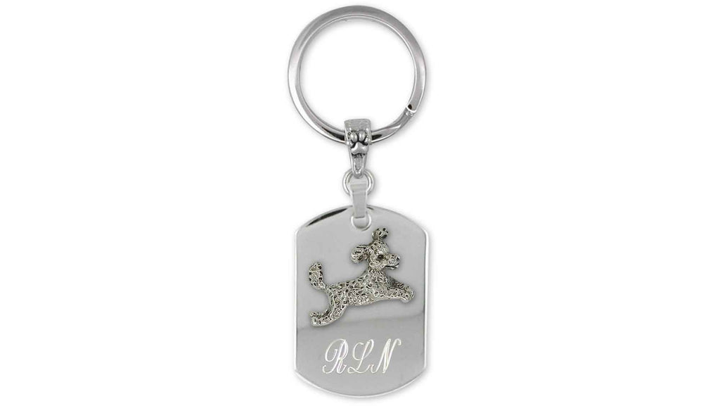 Poodle Charms Poodle Personalized Key Ring Sterling Silver And Stainless Steel Poodle Key Ring Jewelry Poodle jewelry