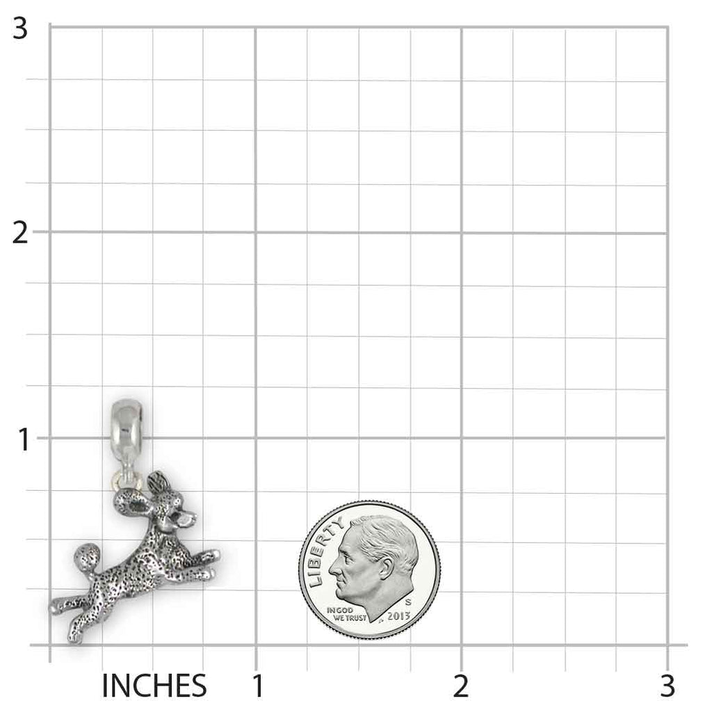 Poodle Slide Charm Handmade Sterling Silver Dog Jewelry PD60-pns