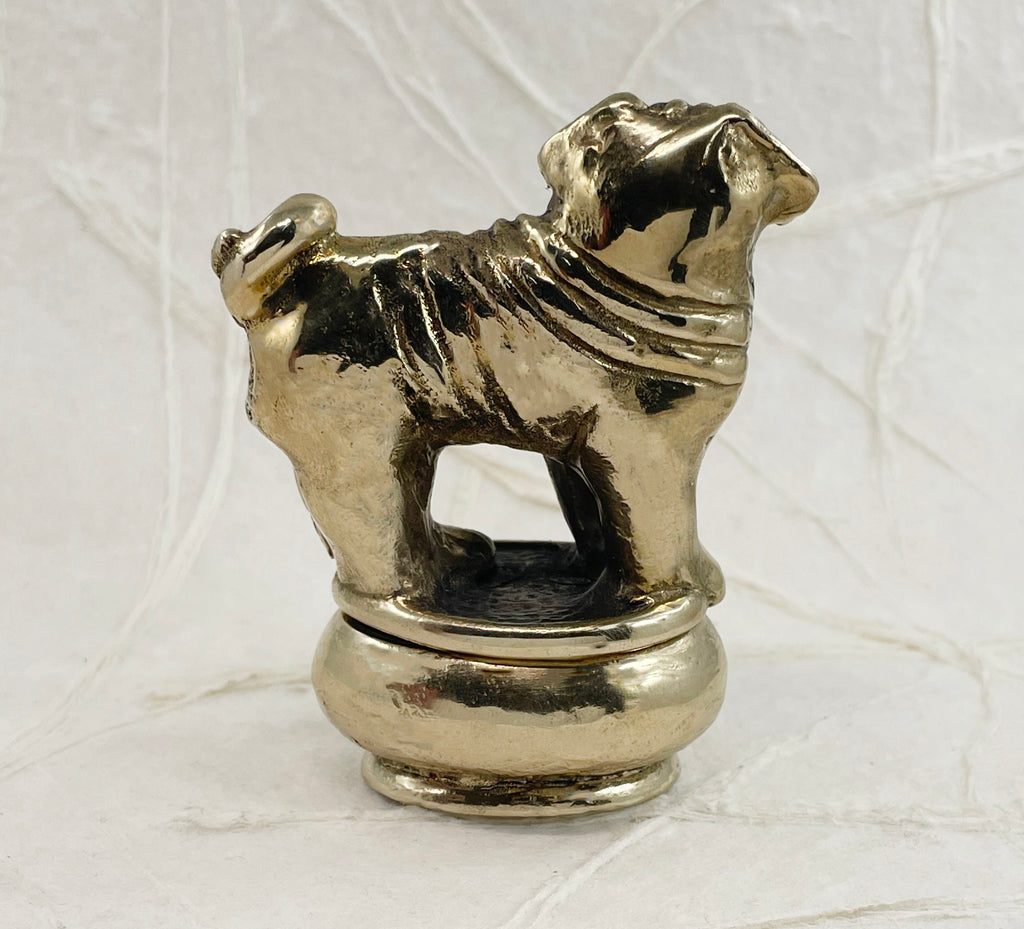 Pug Figurine Yellow Bronze Handmade Pug Sculpture PG2-BX