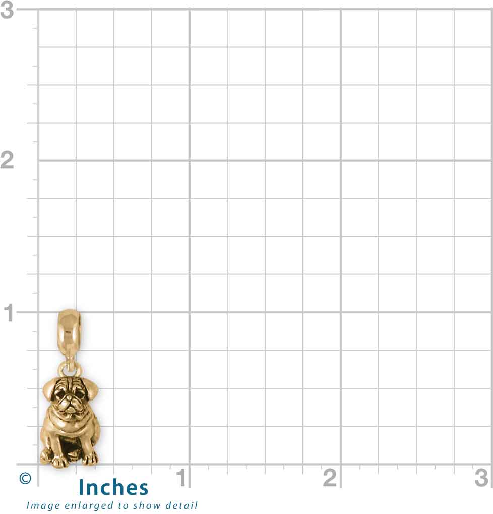 Pug Charm Slide 14k Gold Vermeil Handmade Pug Jewelry This Charm Will Fit A Pandora® Slide Bracelet PG241X-PNSVM