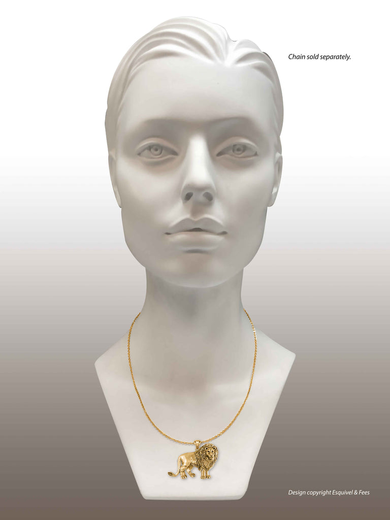 Lion Pendant Jewelry 14k Gold Handmade Lion Pendant LION4-PG