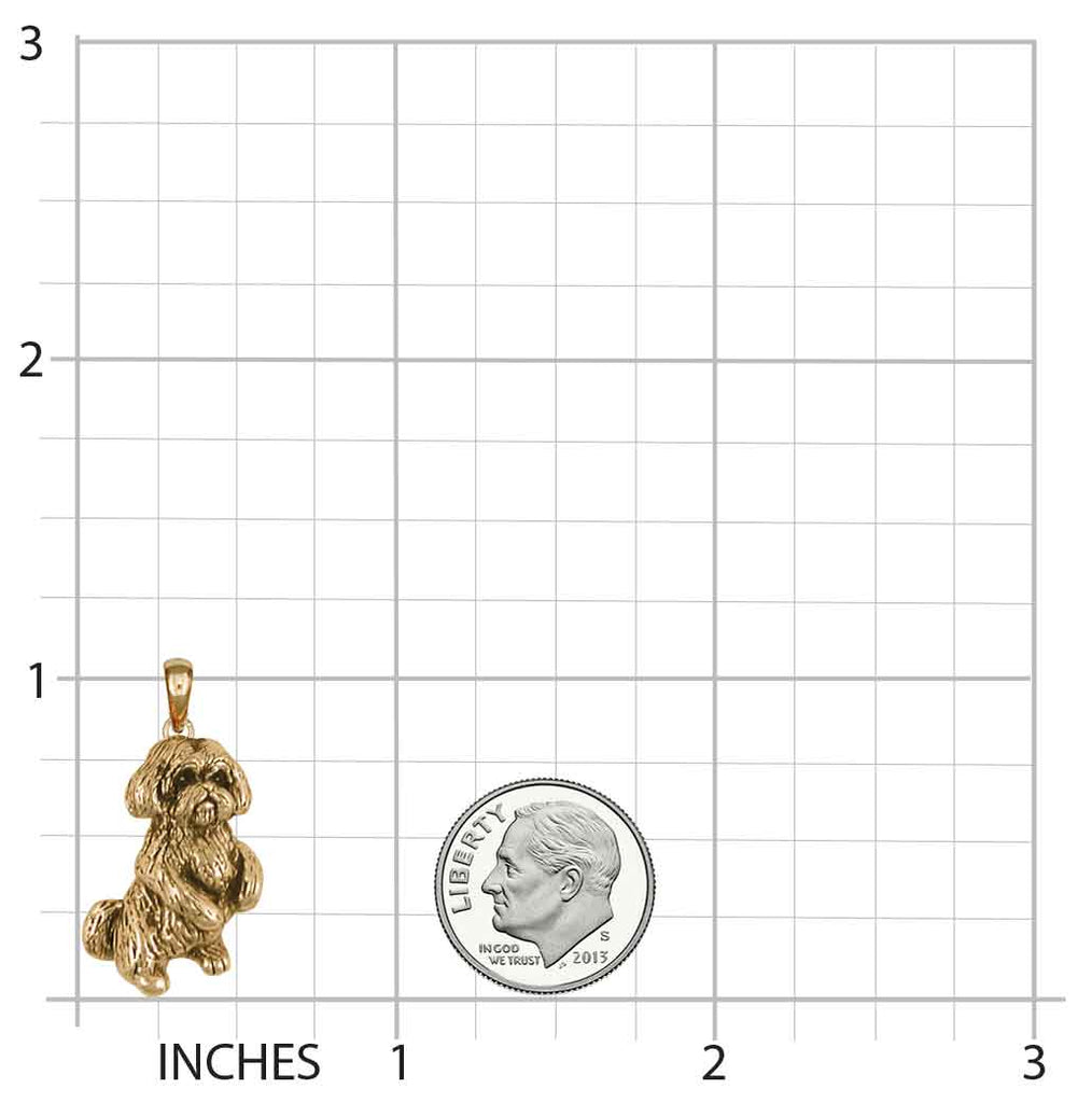 Shih Tzu Jewelry 14k Gold Vermeil Handmade Shih Tzu Charm Slide With Black Diamond Eyes SLSZ9-PNS-VM