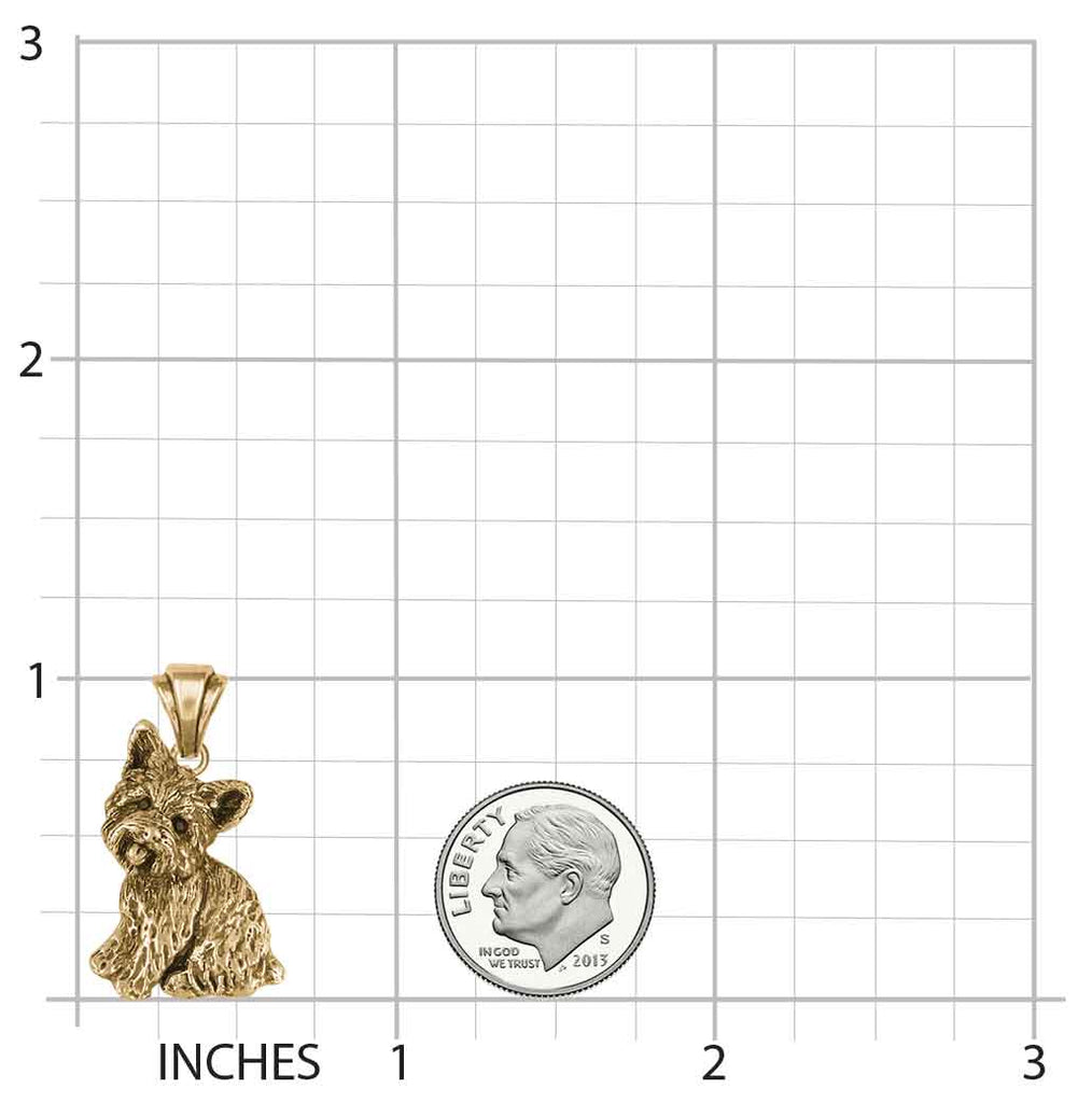 Yorkie Pendant Jewelry 14k Gold Handmade Dog Pendant YK341X-PG