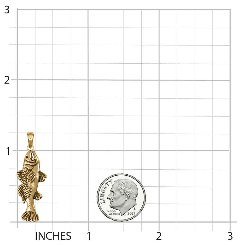 Trout Pendant Jewelry 14k Gold Handmade Fish Pendant TU1-PG