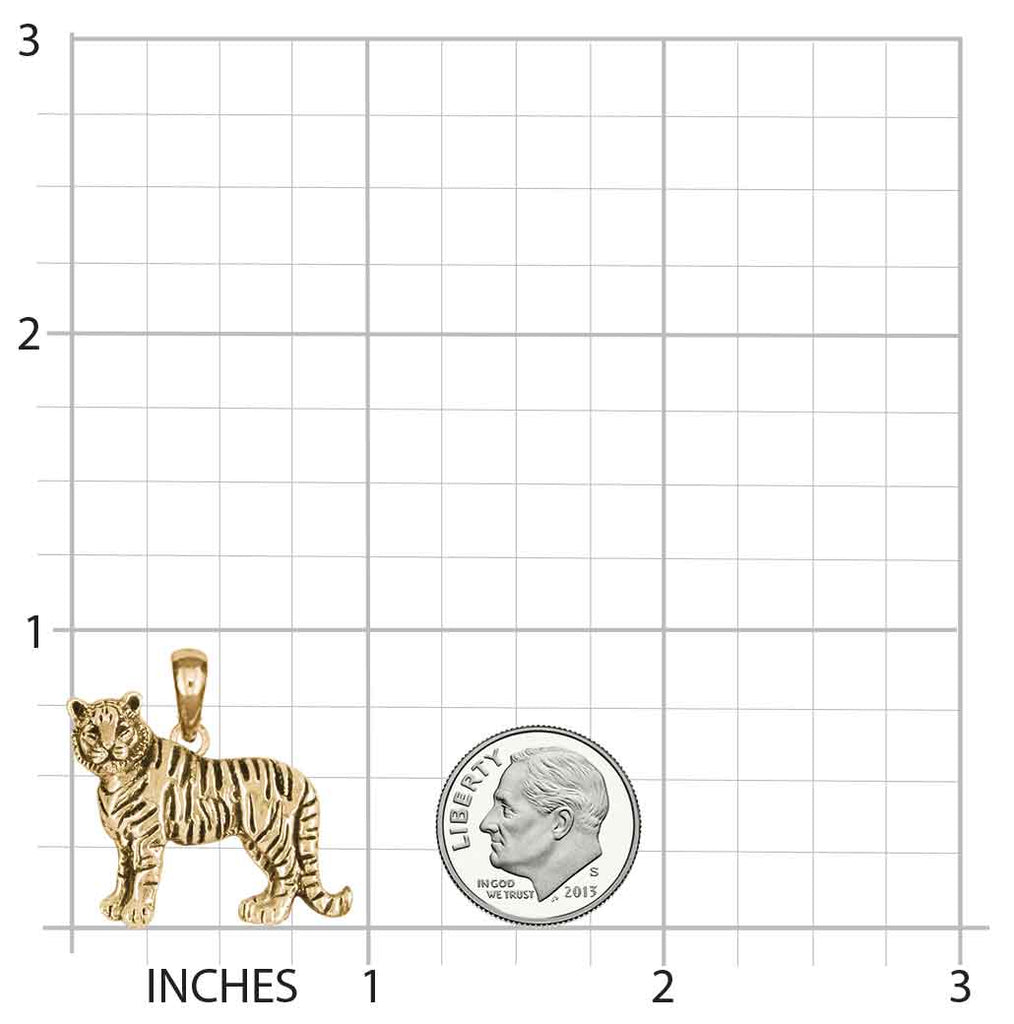 Tiger Jewelry 14k Gold Vermeil Handmade Tiger Pendant  TIG1-PVM