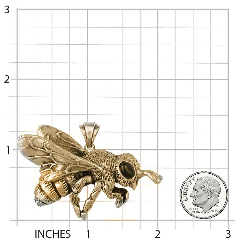 Honey Bee Pendant Jewelry 14k Gold Handmade Honeybee Pendant BEE1-PG