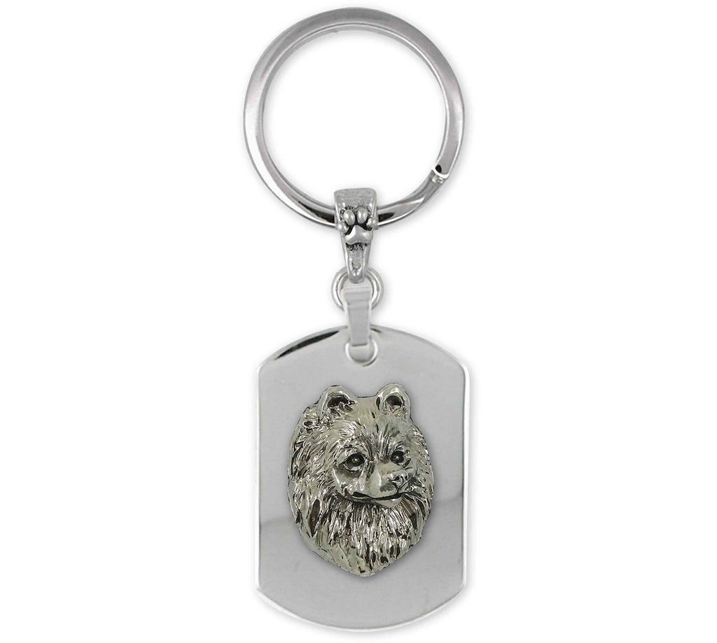 Pomeranian Charms Pomeranian Key Ring Sterling Silver And Stainless Steel Pomeranian Jewelry Pomeranian jewelry