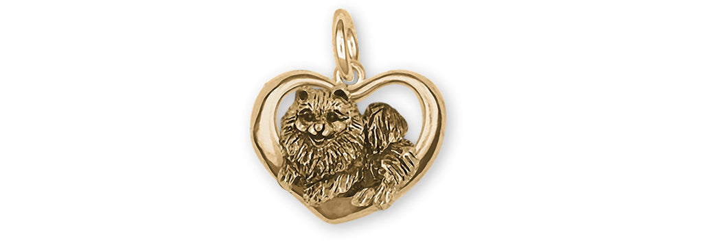 Pomeranian Charms Pomeranian Charm Yellow Bronze Pomeranian Jewelry Pomeranian jewelry