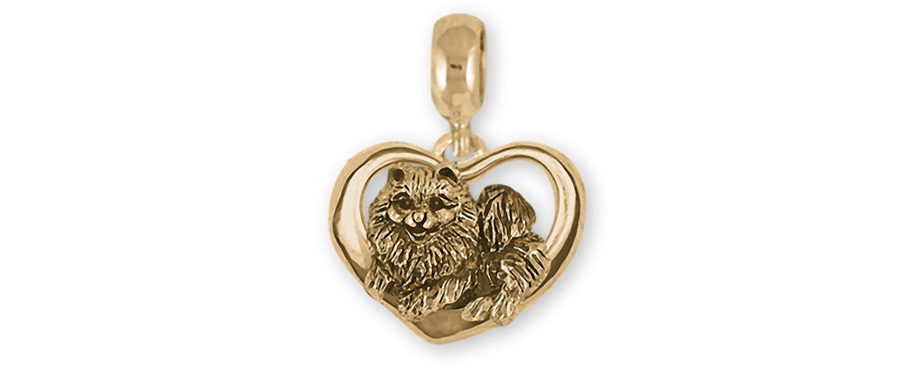 Pomeranian Charms Pomeranian Charm Slide Yellow Bronze Pomeranian Jewelry Pomeranian jewelry