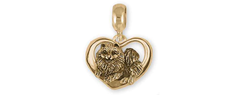 Pomeranian Charms Pomeranian Charm Slide 14k Gold Vermeil Pomeranian Jewelry Pomeranian jewelry