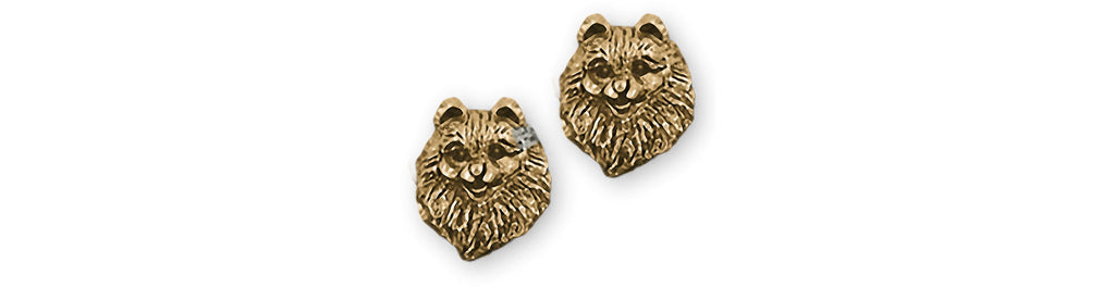 Pomeranian Charms Pomeranian Earrings 14k Yellow Gold Pomeranian Jewelry Pomeranian jewelry