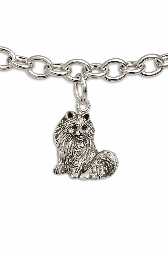 Pomeranian Charm Sterling Silver Pomeranian Dog Charm Pom Jewelry Gift PMR1-C