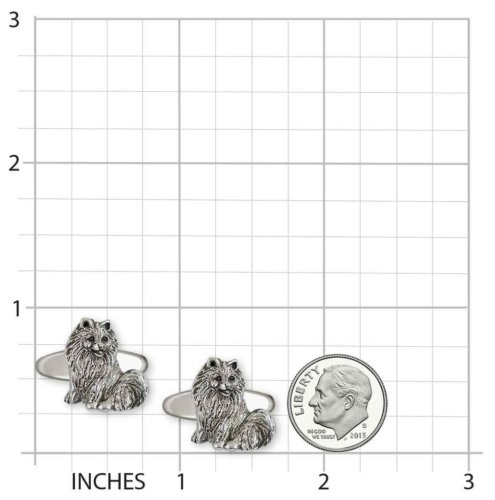 Pomeranian Cufflinks Sterling Silver Dog Cufflinks Pom Jewelry Gift PMR1-CL