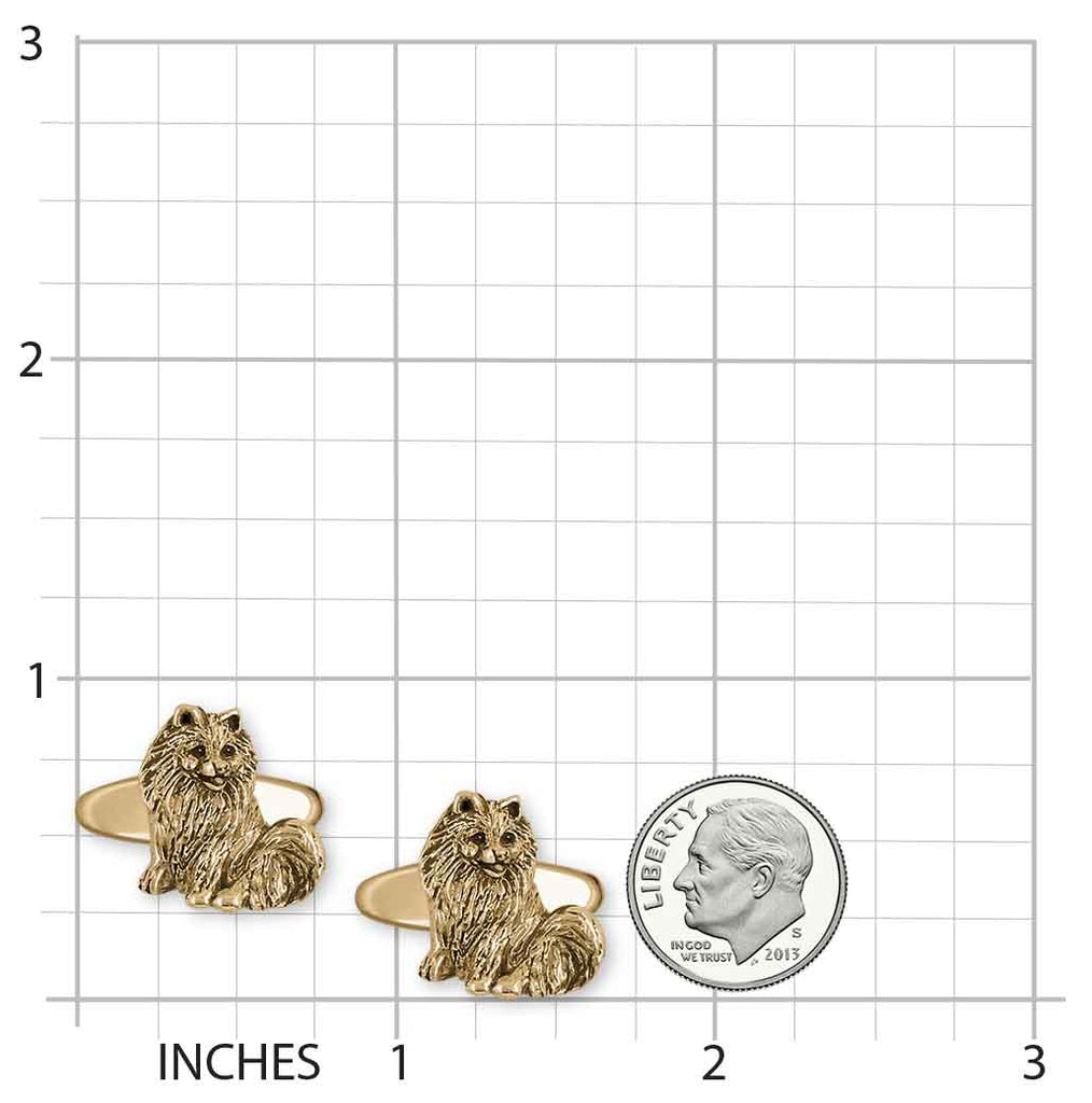 Pomeranian Cufflinks 14k Gold Vermeil Pomeranian Jewelry Pom Dog Cuff Links Dog Lover Gift Handmade USA Mens Gift PMR1-CLVM