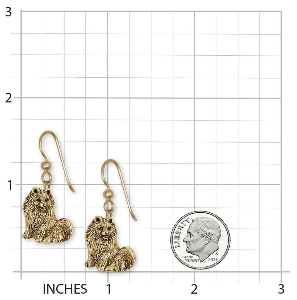 Pomeranian Earrings Gold Vermeil Dog Earrings Pom Jewelry Gift PMR1-EVM