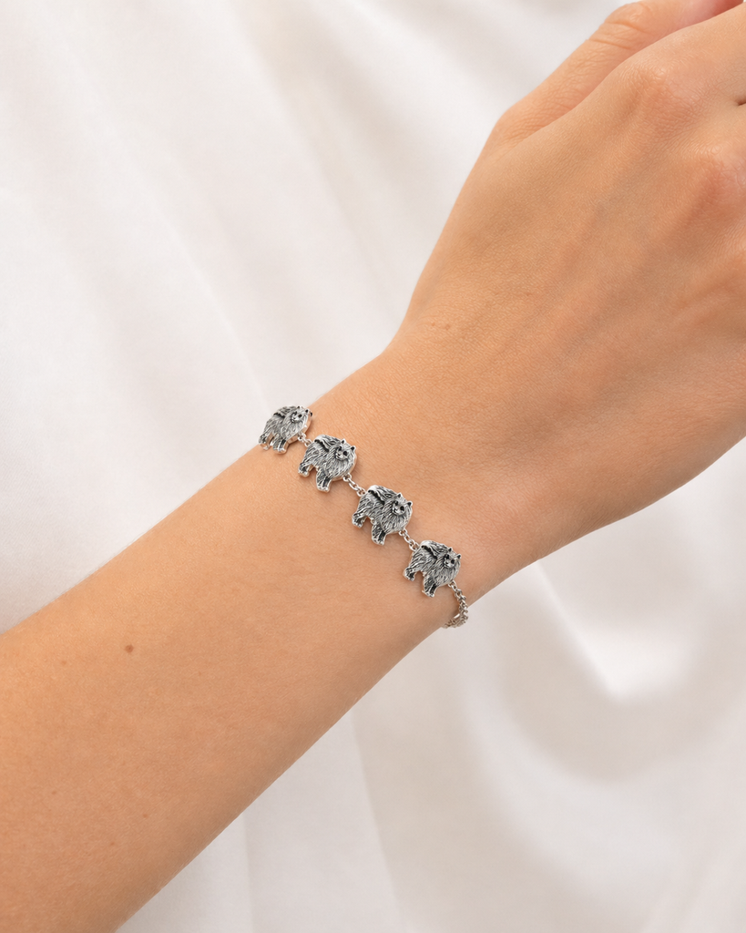 Pomeranian Bracelet Sterling Silver Handmade Pom Dog Breed Jewelry Custom Wrist Size Pomeranian Lover Gift PMR2-BR
