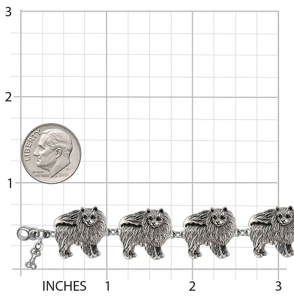 Pomeranian Bracelet Sterling Silver Handmade Pom Dog Breed Jewelry Custom Wrist Size Pomeranian Lover Gift PMR2-BR