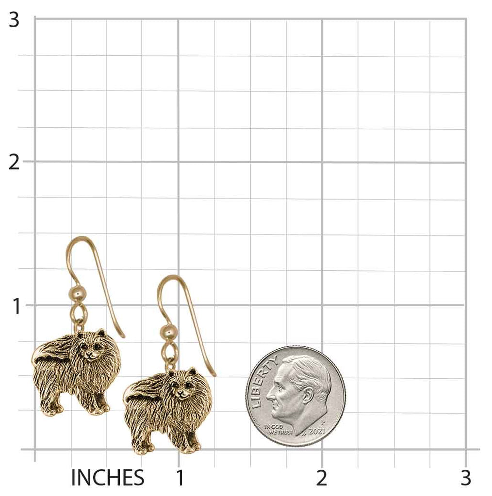 Pomeranian Earrings Handmade Pom Dog Earrings 14K Gold Vermeil Pom Mom Gift PMR2-EVM
