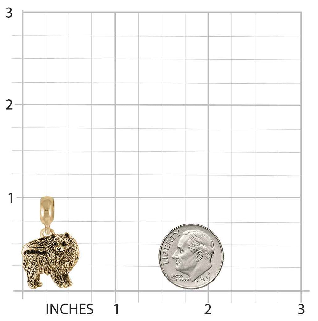 Pomeranian Charm Slide Handmade Pom Dog Slide Bracelet Charm Sterling Silver PMR2-PNS