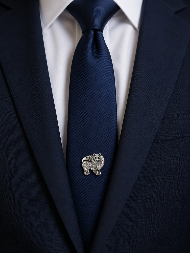 Pomeranian Tie Tack Lapel Pin Handmade Pom Dog Jewelry Sterling Silver PMR2-TT