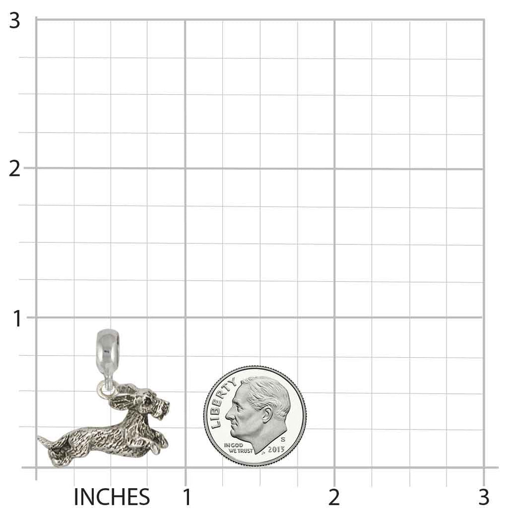 Wire Hair Dachshund Charm Slide Jewelry Sterling Silver Handmade Dog Charm Slide WD5-PNS