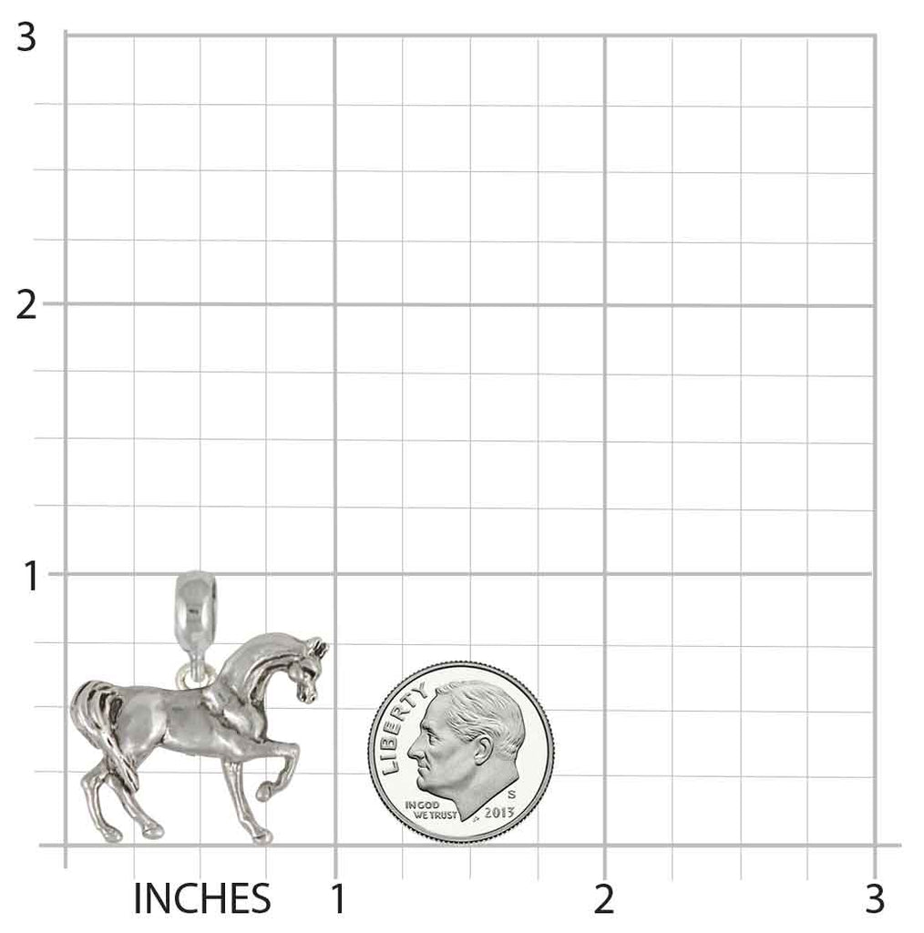 Horse Charm Slide Jewelry Sterling Silver Handmade Horse Charm Slide EQU12-PNS