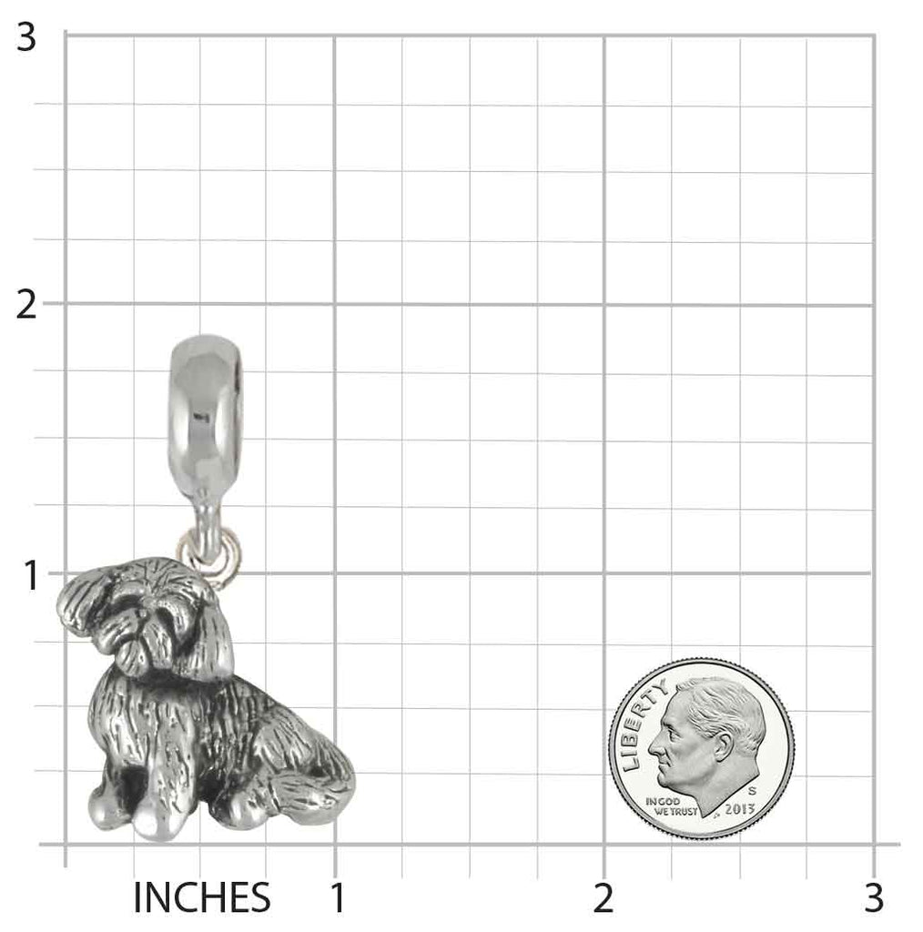 Shih Tzu Slide Charm Handmade Sterling Silver Dog Jewelry SZ30-PNS